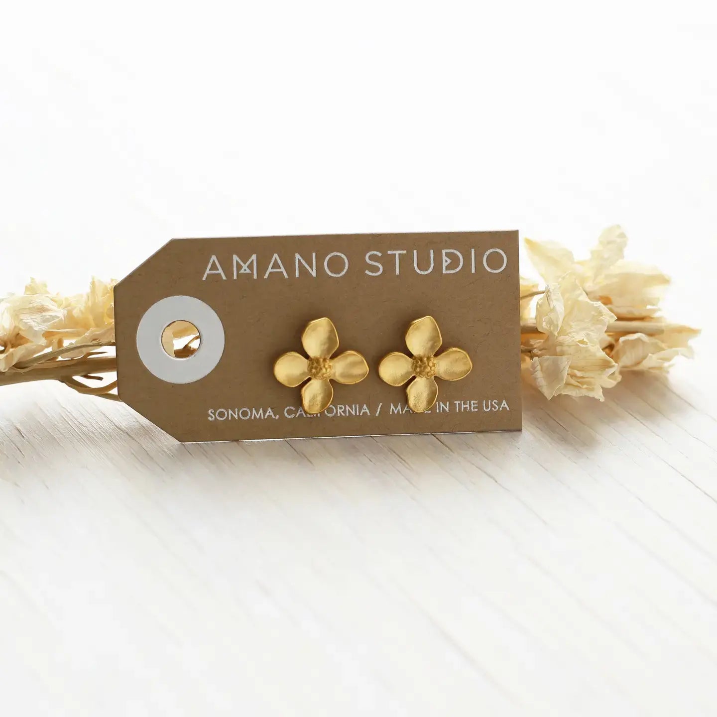 earrings - dogwood flower stud - 14kgp by amano studio