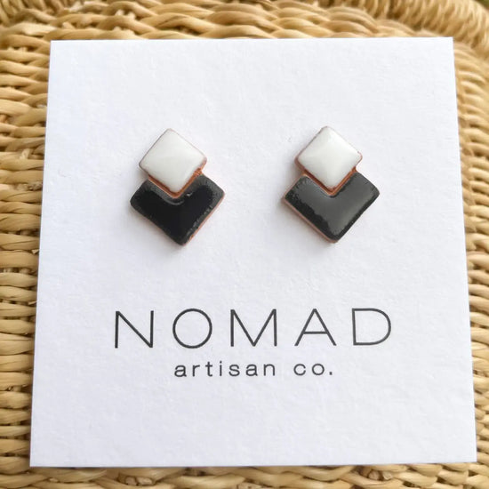 earrings - double square ceramic by nomad artisan co