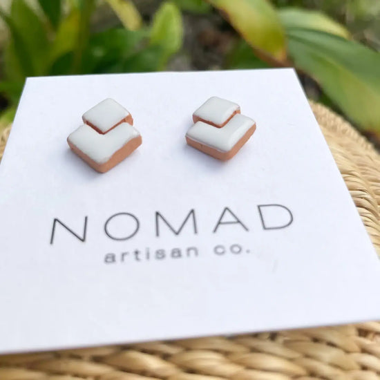 earrings - double square ceramic by nomad artisan co