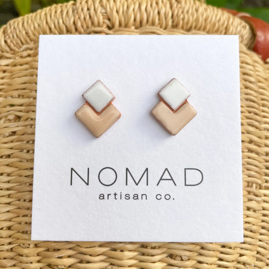 earrings - double square ceramic by nomad artisan co