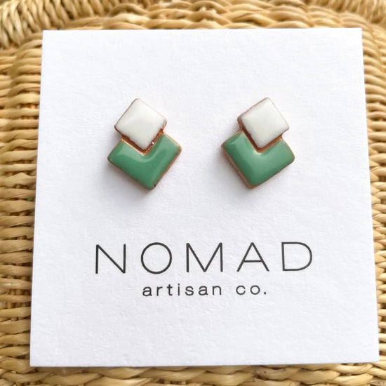 earrings - double square ceramic by nomad artisan co