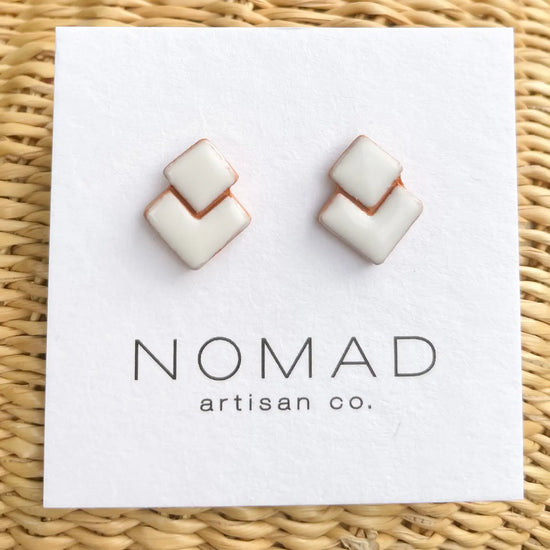 earrings - double square ceramic by nomad artisan co