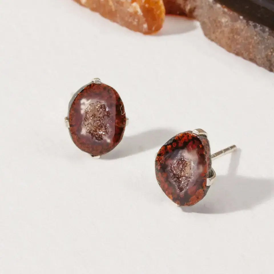 post earrings - sterling silver - "down to earth" geode by luna norte