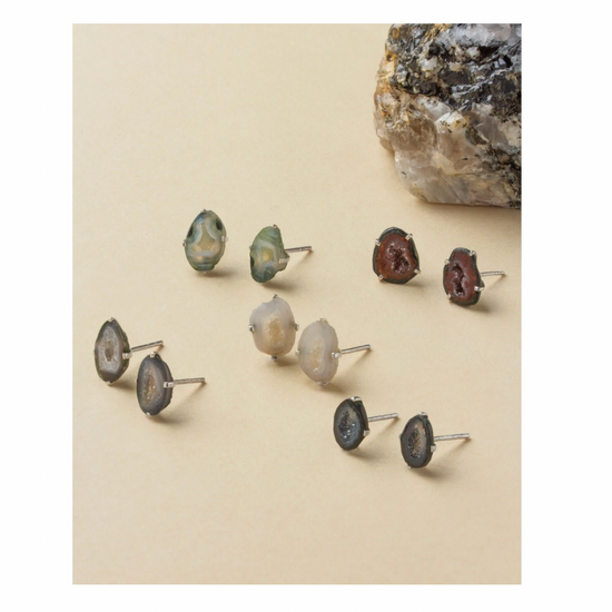 post earrings - sterling silver - "down to earth" geode by luna norte