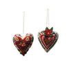 Ornament | Wool Felt Heart | Embroidery & Beads | 2 Styles, Assorted
