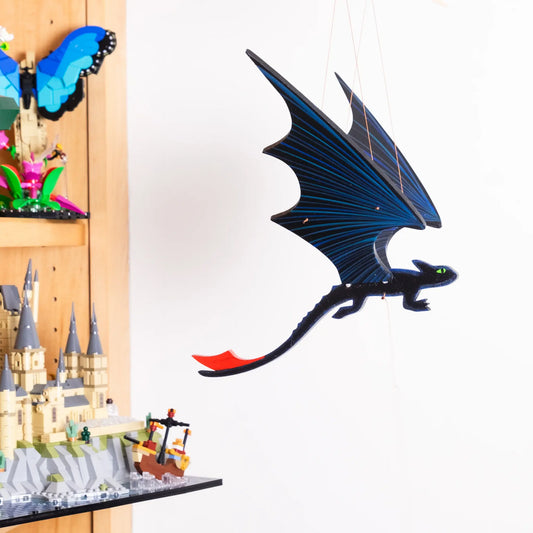 mobile - flying - "toothless" black dragon by tulia's artisan gallery