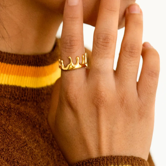 ring - drip drop - 18k gold plated by peter and june