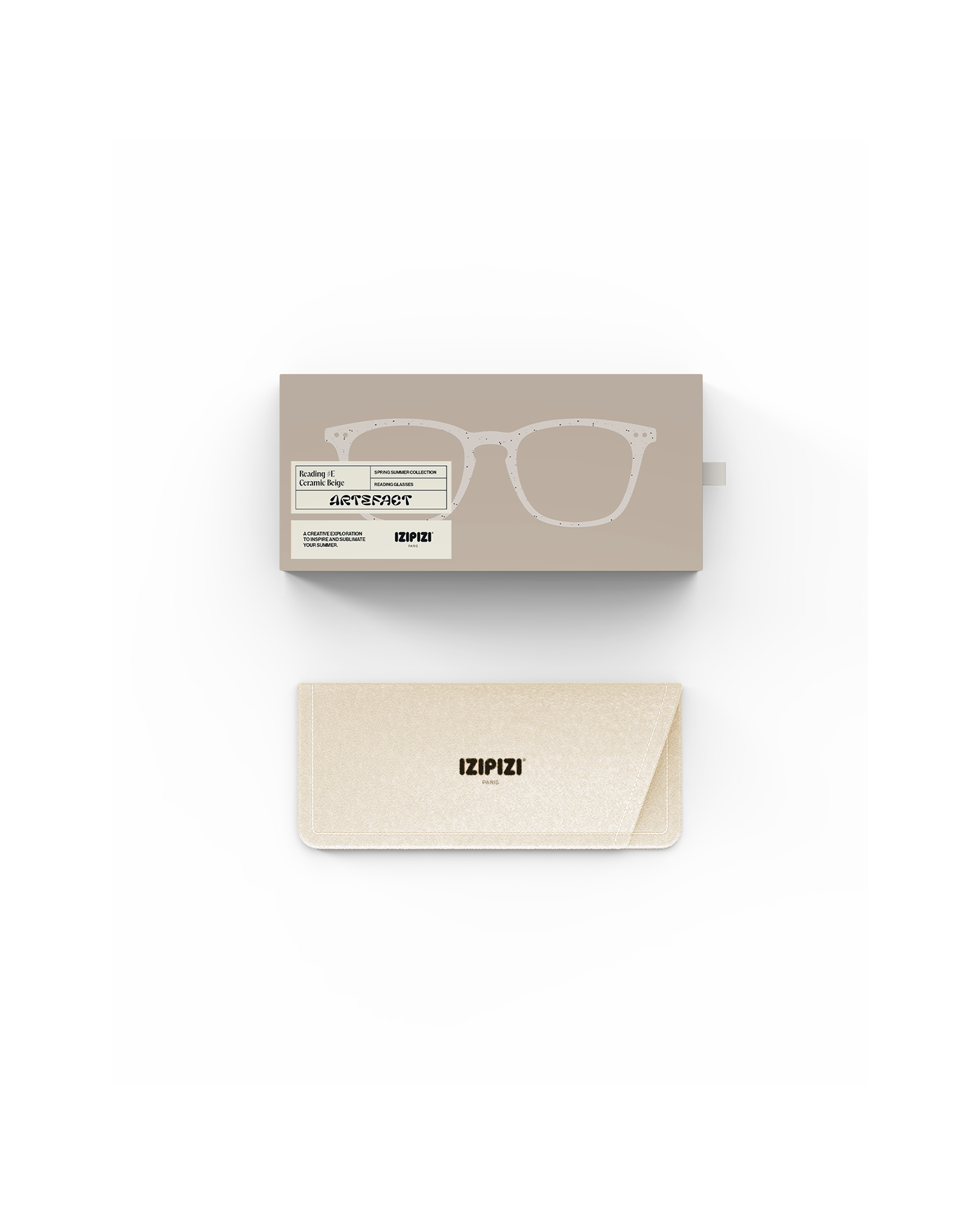 glasses readers - #e trapezoid - ceramic beige by izipizi