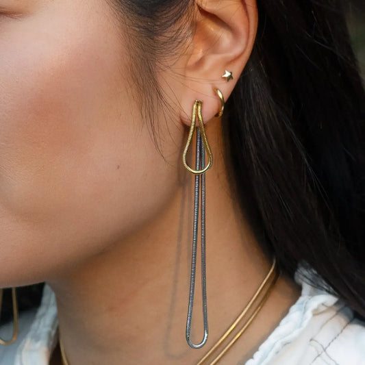 earrings - slipknot jacket - 18kgp + stainless steel by peter and june