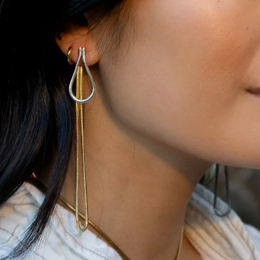 earrings - slipknot jacket - 18kgp + stainless steel by peter and june
