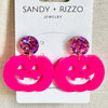 earrings - pumpkin - hot pink dangle by sandy + rizzo