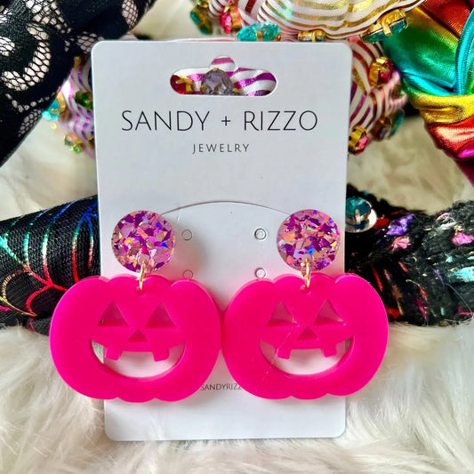 earrings - pumpkin - hot pink dangle by sandy + rizzo