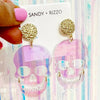earrings - skull dangle - pink iridescent by sandy + rizzo