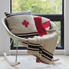 Blanket | Eco Throw | Swiss Cross + Stripes | Flax/Black/Cherry