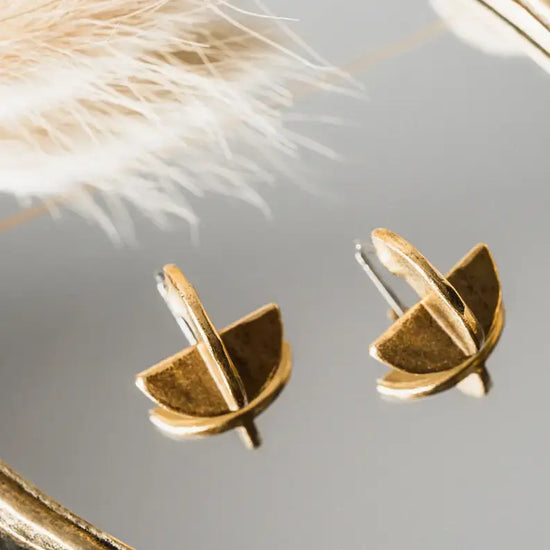 earrings - eclipse stud - 24k gold plate by tilly doro