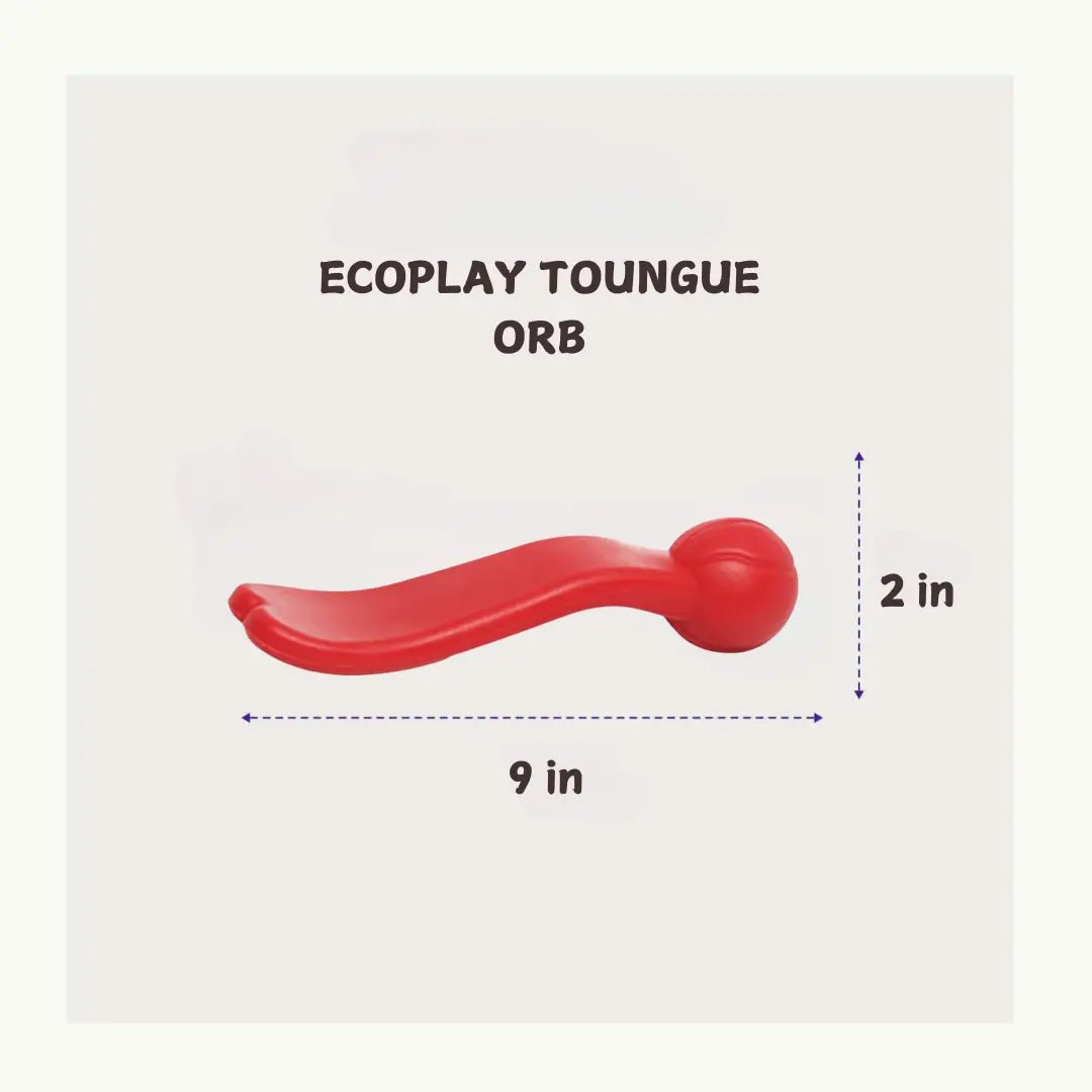 dog toy - tongue orb - natural rubber - red by shreds + rerope