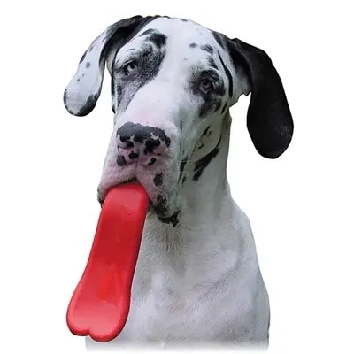 dog toy - tongue orb - natural rubber - red by shreds + rerope