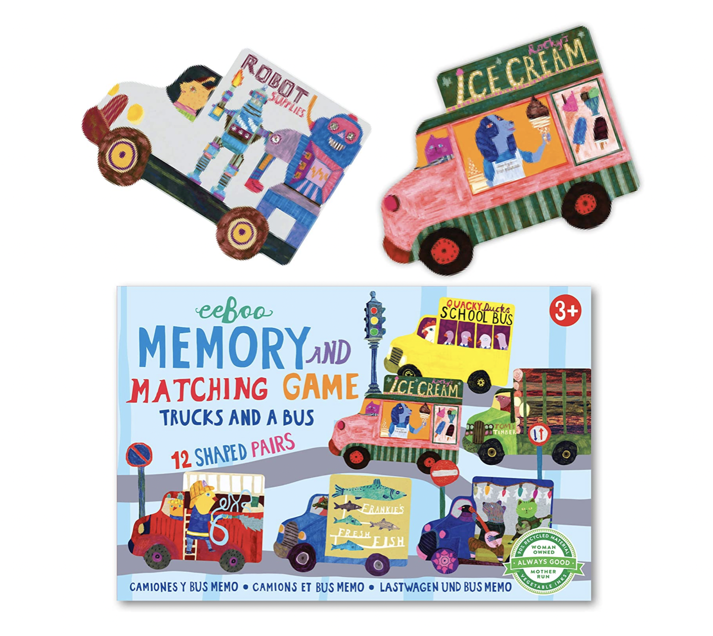 game - memory + matching - trucks & a bus by eeboo