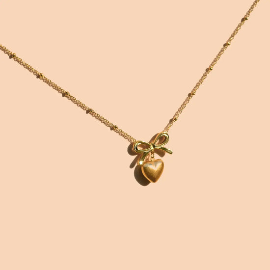 necklace - effie heart + bow - 18kgp by peter and june