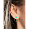 earrrings - brass ear jacket - turquoise stone by baizaar