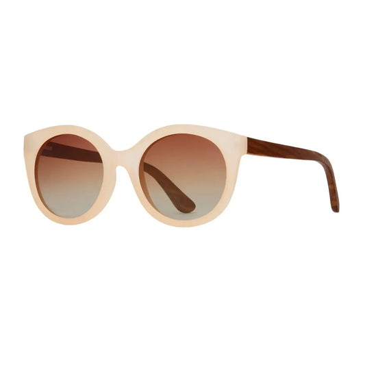 sunglasses - ellyn - matte beige / walnut wood by blue planet eyewear