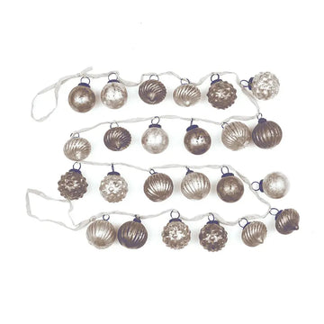 garland - recycled glass ornament - silver/gray + fabric ribbon by creative co-op
