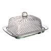 butter dish - embossed glass by creative co-op
