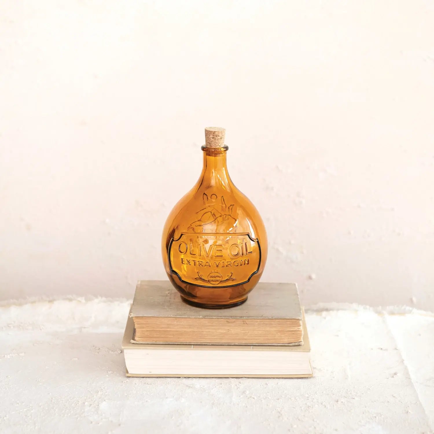 bottle - recycled glass - amber - "olive oil" by creative co-op