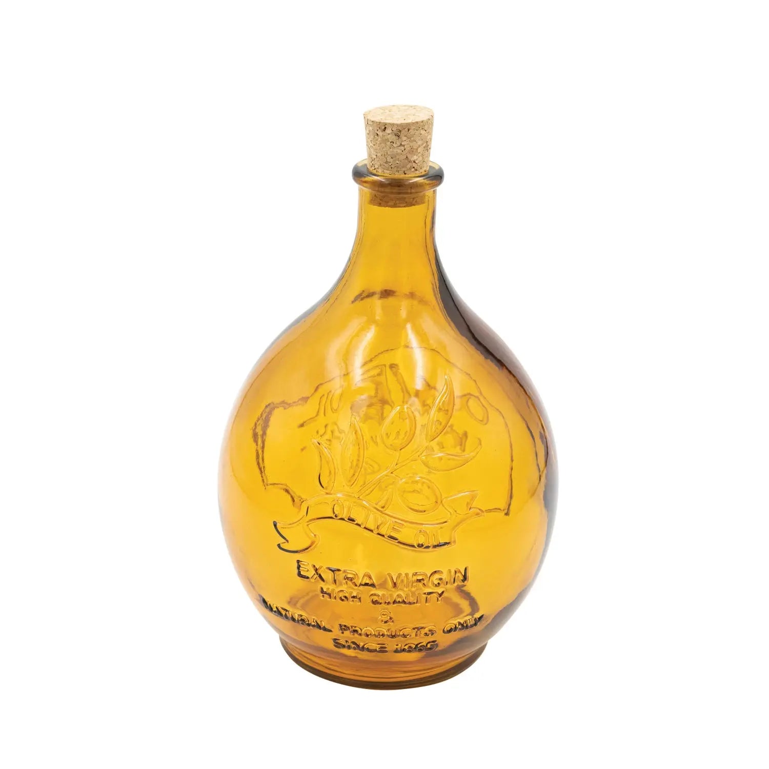 bottle - recycled glass - amber - "olive oil" by creative co-op