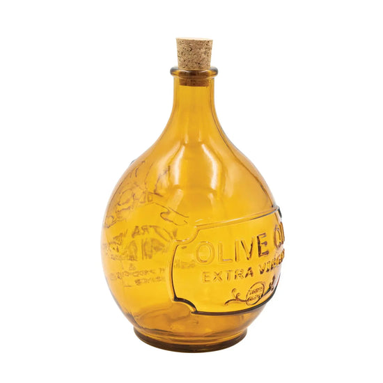 bottle - recycled glass - amber - "olive oil" by creative co-op