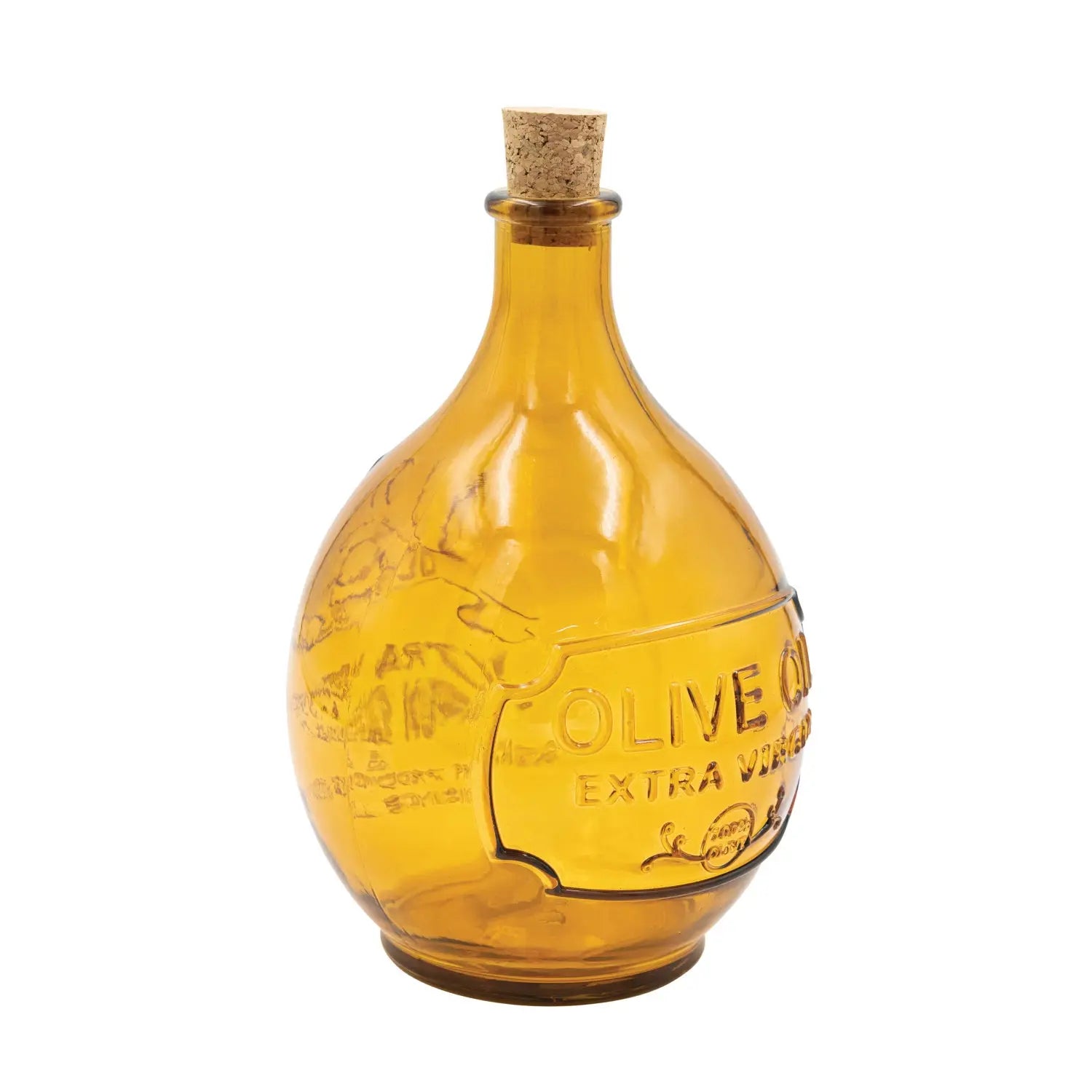 bottle - recycled glass - amber - "olive oil" by creative co-op