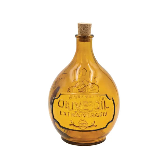 bottle - recycled glass - amber - "olive oil" by creative co-op