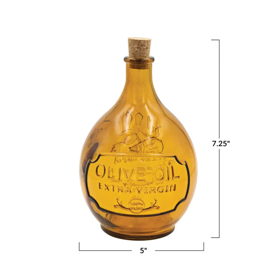 bottle - recycled glass - amber - "olive oil" by creative co-op