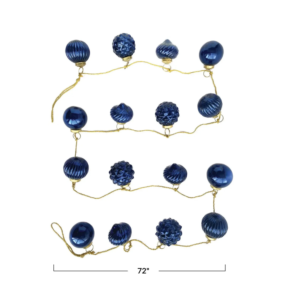 garland - recycled glass ornament - dark blue - gold cord by creative co-op