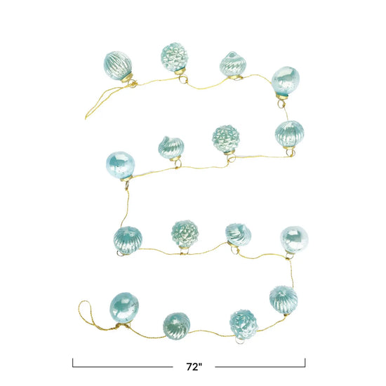 garland - recycled glass ornament - mint - gold cord by creative co-op