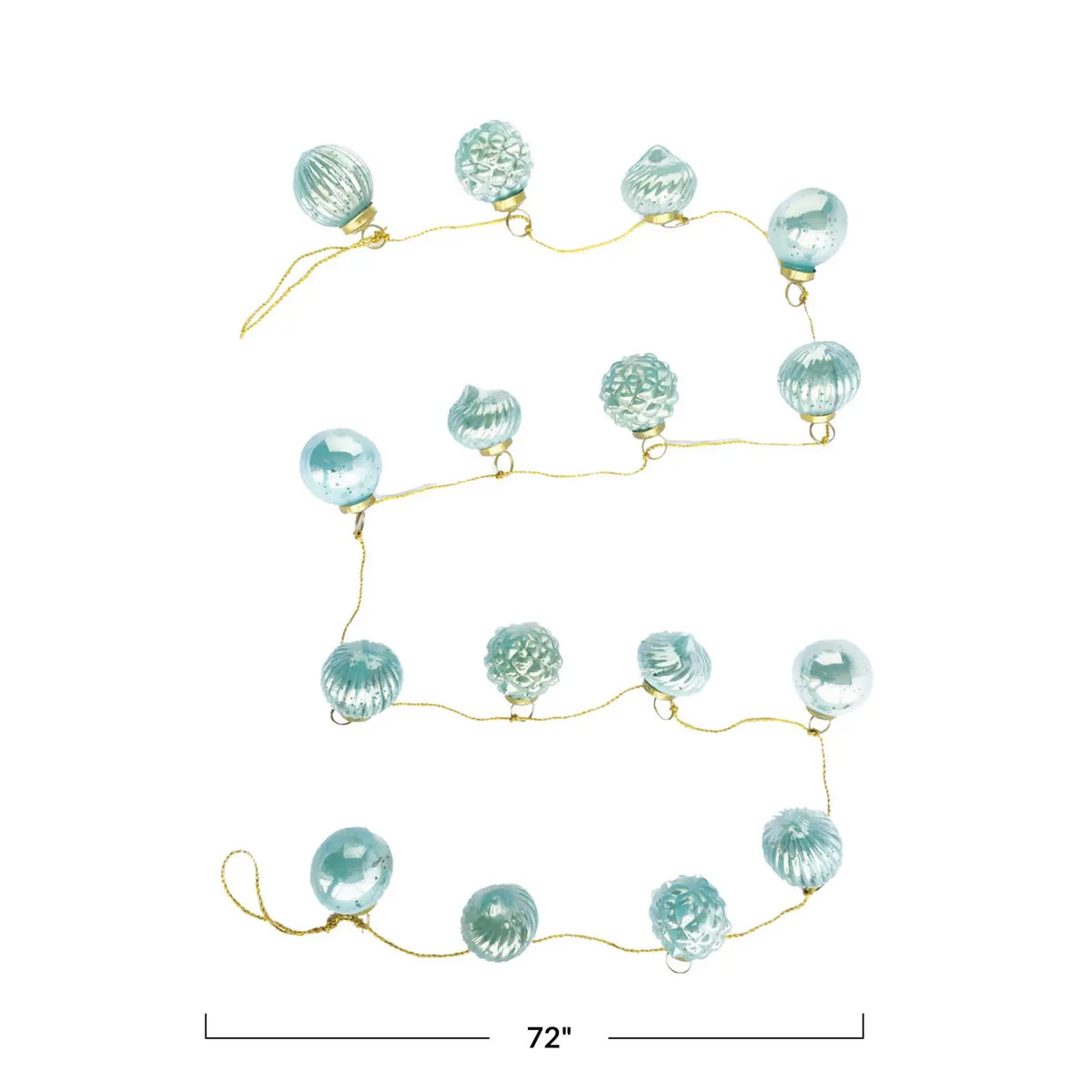 garland - recycled glass ornament - mint - gold cord by creative co-op