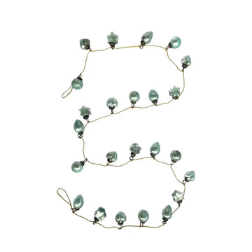 garland - recycled glass ornament - mini mint - gold cord bulb+star+heart+ball ornament - mint mercury glass - gold cord by creative co-op