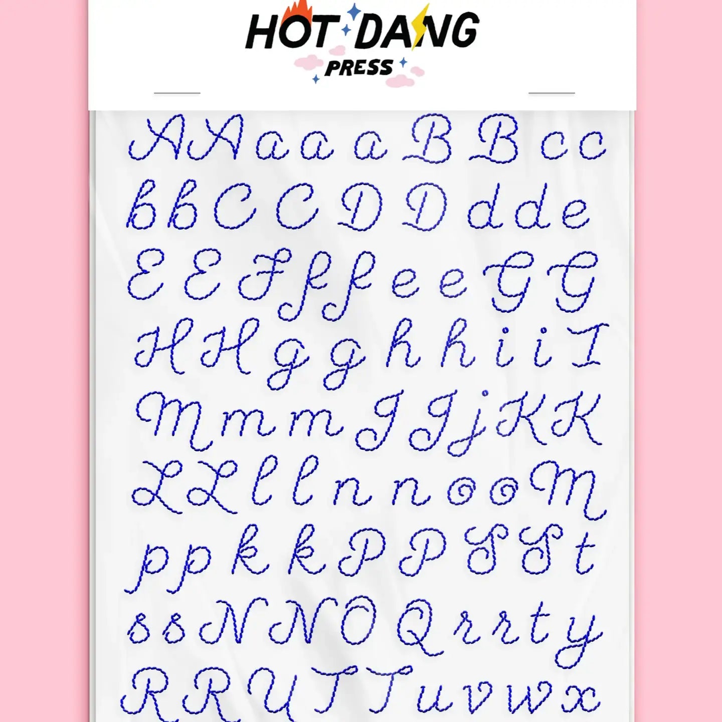 embroidery sheet set - iron-on - alphabet by hot dang press