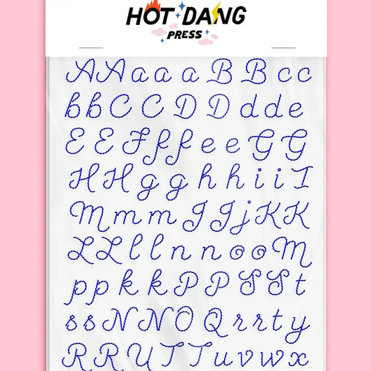 embroidery sheet set - iron-on - alphabet by hot dang press