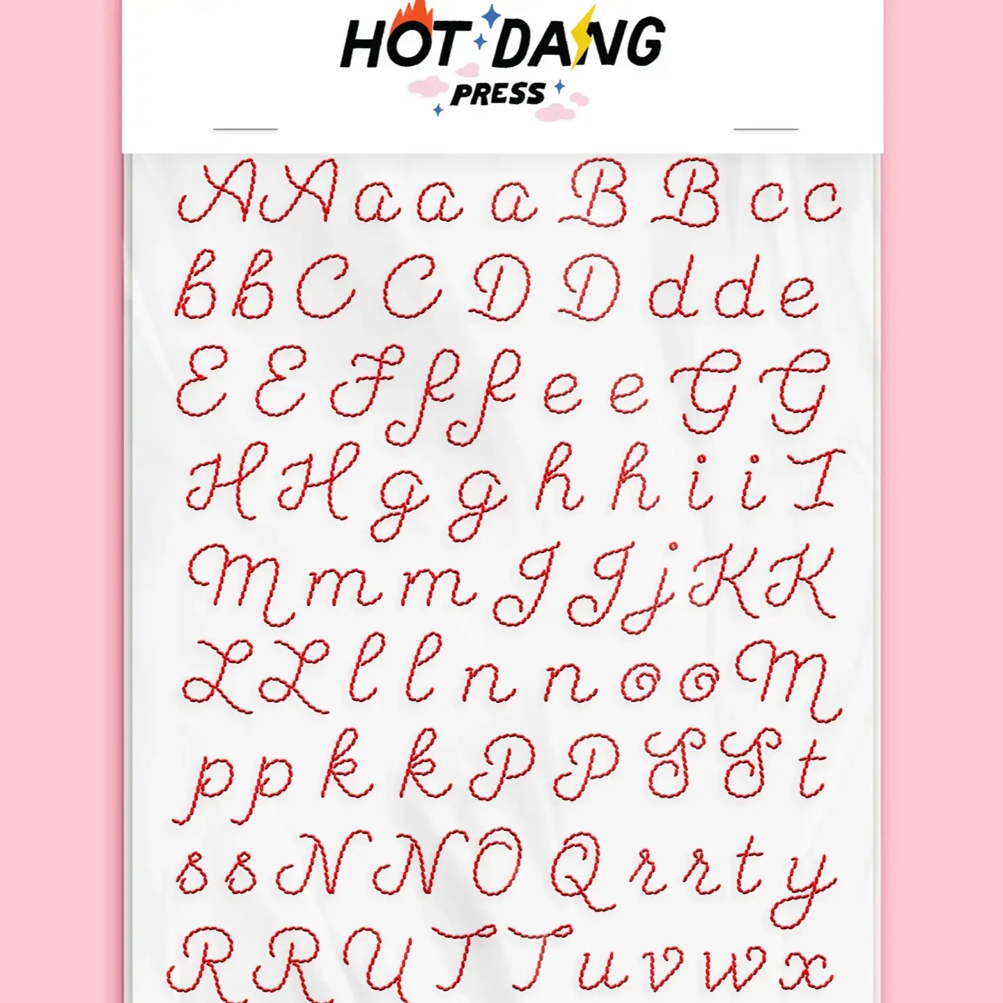 embroidery sheet set - iron-on - alphabet by hot dang press