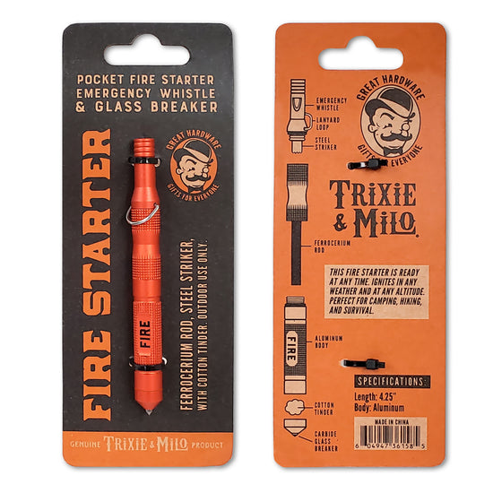 pocket tool - fire starter - whistle & glass breaker by lucky jack