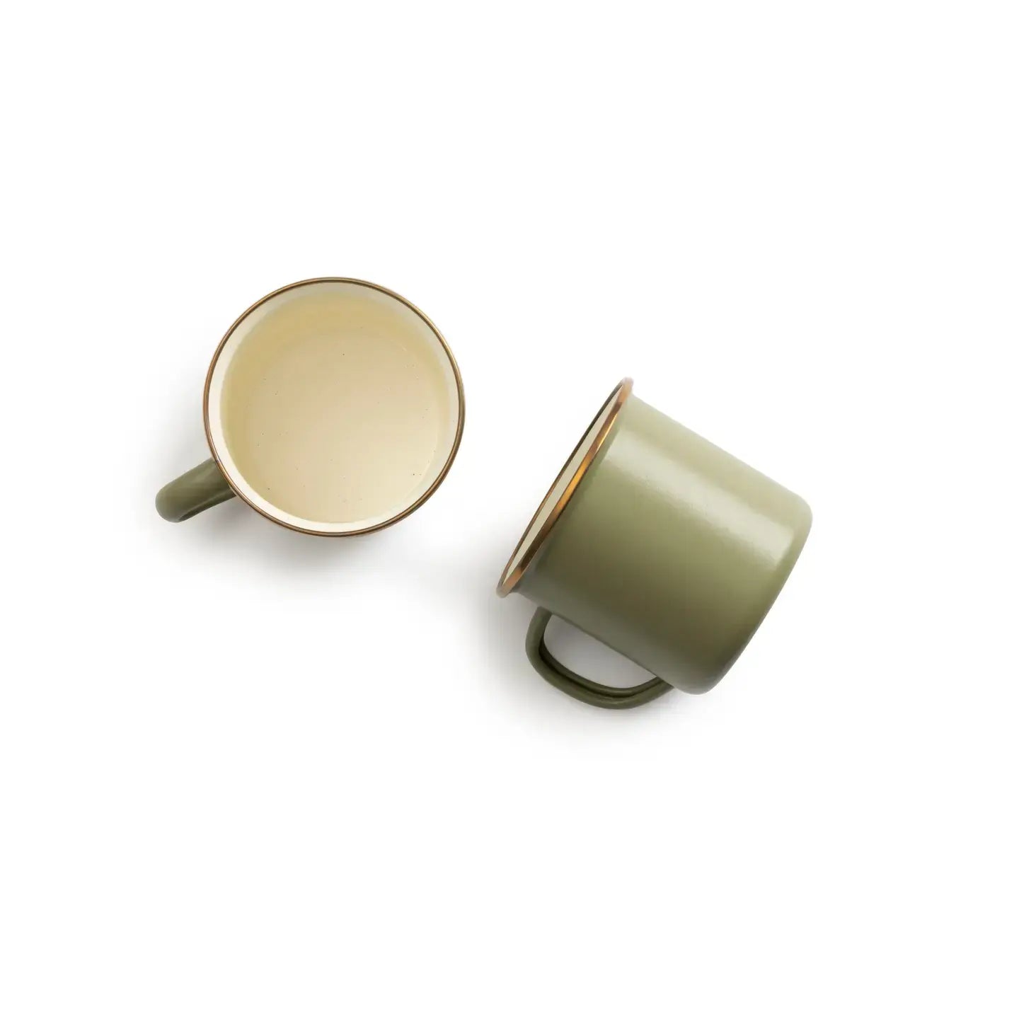 camp mugs - enamel - olive drab + speckled white by barebones