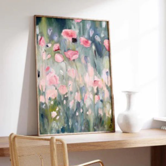art print - "enchanted april" (pink flowers) by mary james ketch studio
