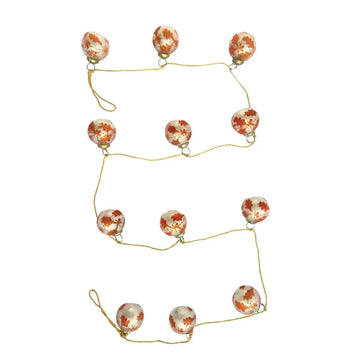 garland - recycled glass ornament - silver + coral - etched leaf - gold cord by creative co-op