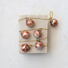 garland - recycled glass ornament - silver + coral - etched leaf - gold cord by creative co-op
