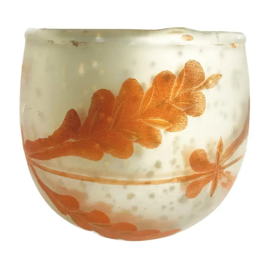 candle holder - tealight/votive - etched mercury glass - coral/silver by creative co-op