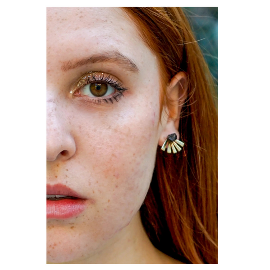 earrings - tourmaline + brass eyelash fan by peter and june
