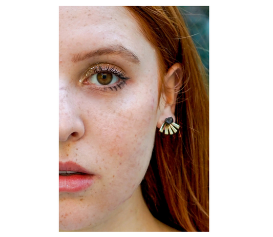 earrings - tourmaline + brass eyelash fan by peter and june