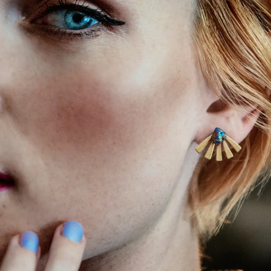 earring studs - eyelash - bismuth stone by peter and june