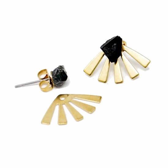 earrings - tourmaline + brass eyelash fan by peter and june